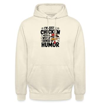 I'm Just a Chicken with a Weird Sense of Humor - Unisex Hoodie - vanilla - Front - Alina (178cm) & Michal (187cm)