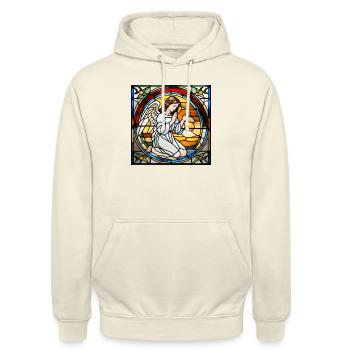 Ange en prière - Sweat-shirt à capuche unisexe - vanille - Devant - Alina (178cm) & Michal (187cm)
