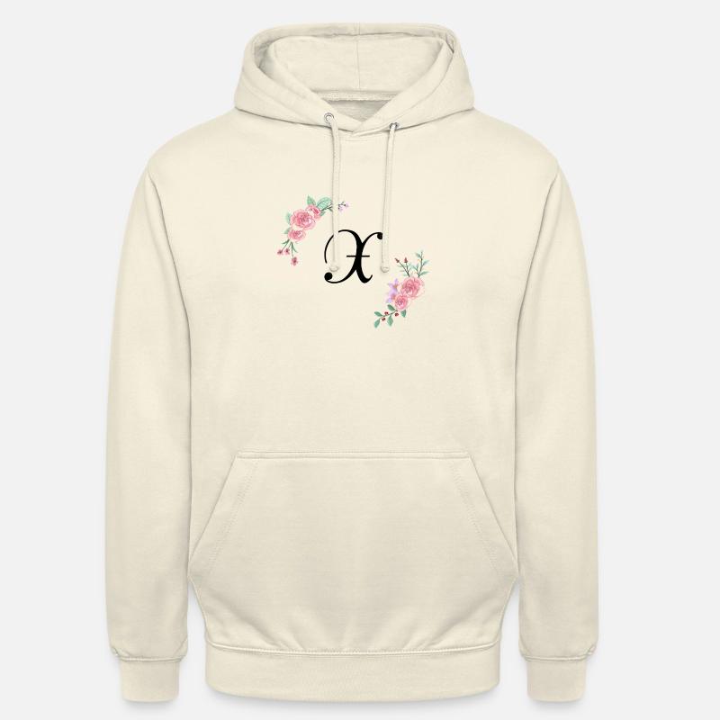 Lettre x florale rose - Sweat-shirt à capuche unisexe - vanille