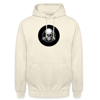Crâne de club de fitness avec haltère - Sweat-shirt à capuche unisexe - vanille - Devant - Alina (178cm) & Michal (187cm)