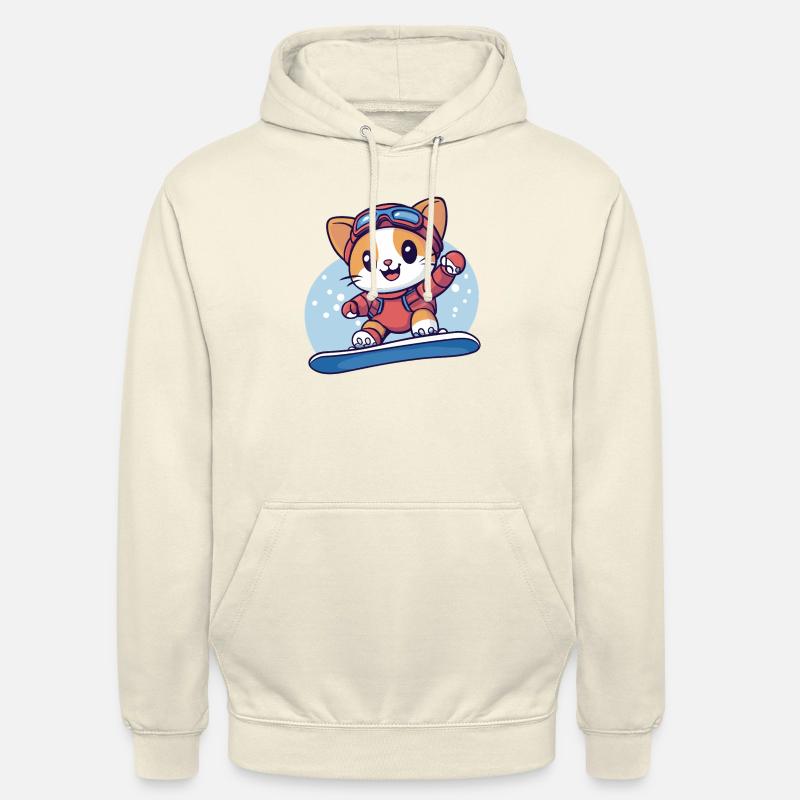 Snowboard Snowboarder Chat - Sweat-shirt à capuche unisexe - vanille