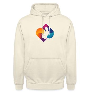 Blasinstrument Saxophonist - Unisex Hoodie - Vanille-Milchshake - Vorne - Alina (178cm) & Michal (187cm)
