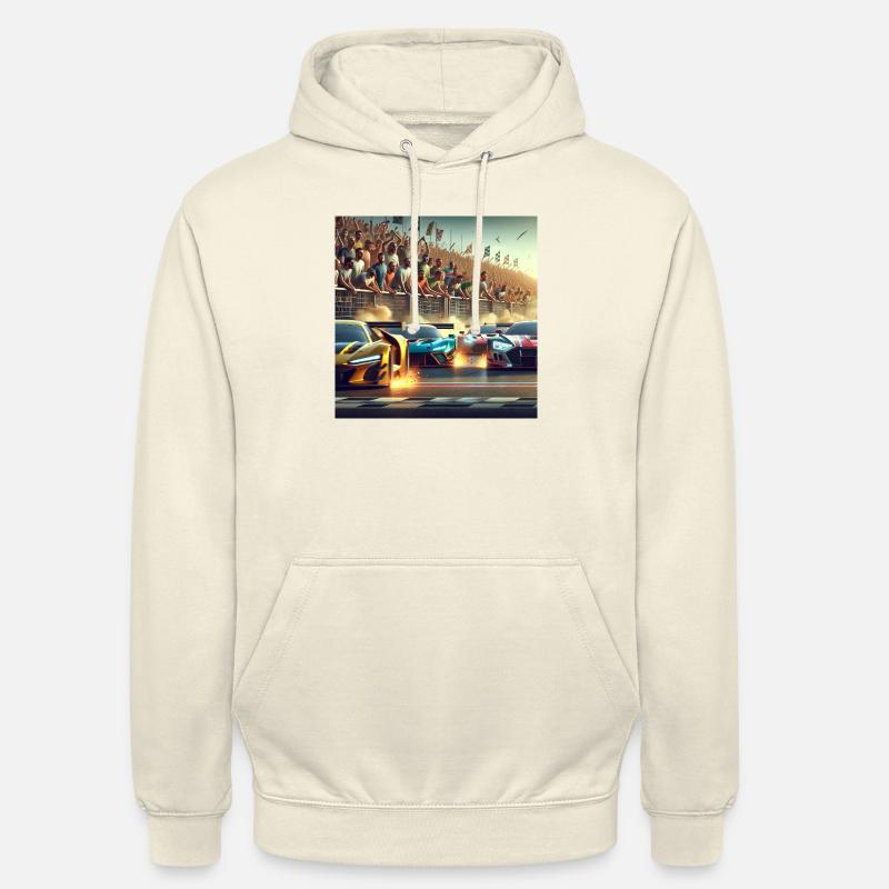 Auto da corsa vicine al traguardo - Felpa con cappuccio unisex - milkshake