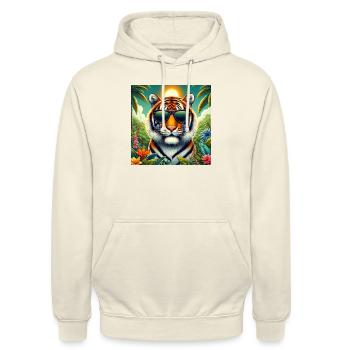 Tigre cool dans la jungle - Sweat-shirt à capuche unisexe - vanille - Devant - Alina (178cm) & Michal (187cm)