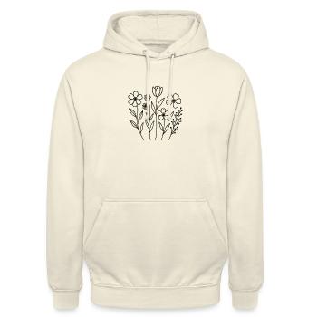 Floral Graphic - Unisex Hoodie - vanilla - Front - Alina (178cm) & Michal (187cm)