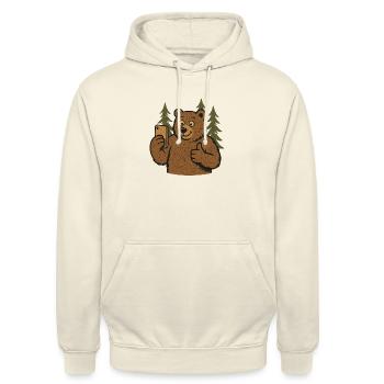 Un ours prend un selfie de lui-même - Sweat-shirt à capuche unisexe - vanille - Devant - Alina (178cm) & Michal (187cm)