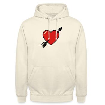 Treffer ins Herz - Unisex Hoodie - Vanille-Milchshake - Vorne - Alina (178cm) & Michal (187cm)