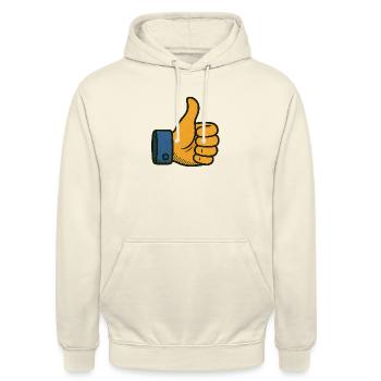 Daumen hoch – Retro-Zustimmung mit Stil - Unisex Hoodie - Vanille-Milchshake - Vorne - Alina (178cm) & Michal (187cm)
