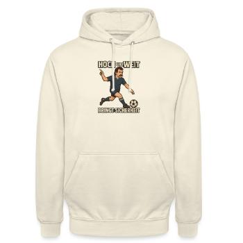 Hoch undWeit - Bringt Sicherheit - Unisex Hoodie - Vanille-Milchshake - Vorne - Alina (178cm) & Michal (187cm)