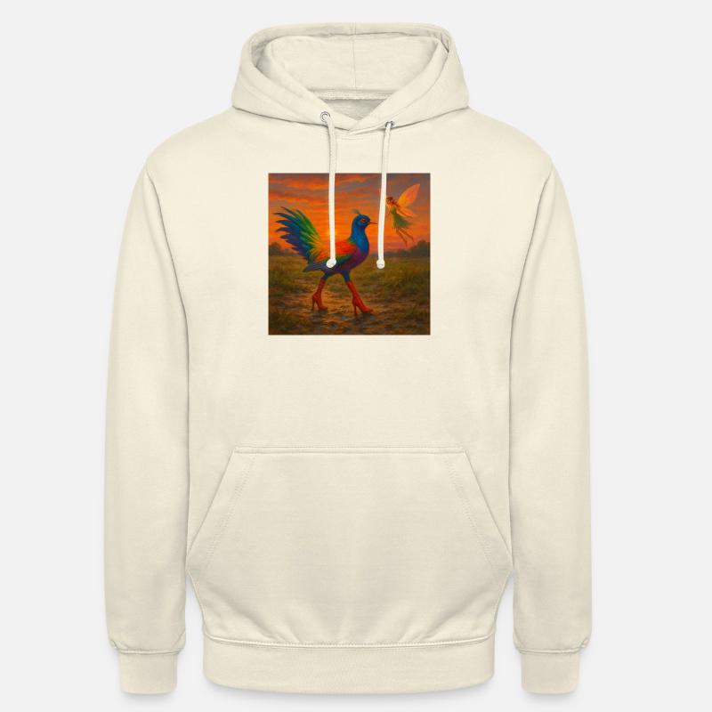 Oiseau en Higheels avec Elf - Sweat-shirt à capuche unisexe - vanille