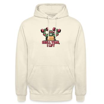 Shell yes I Lift - Unisex Hoodie - vanilla - Front - Alina (178cm) & Michal (187cm)