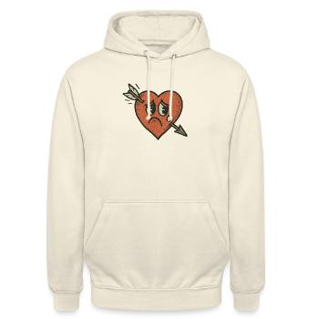 Liebeskummer – Herz trifft Pfeil - Unisex Hoodie - Vanille-Milchshake - Vorne - Alina (178cm) & Michal (187cm)