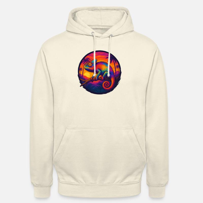 Psychedelic chameleon at sunset - Unisex Hoodie - vanilla