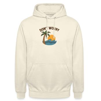 Tropischer Sonnenuntergang mit Palme und Meer - Unisex Hoodie - Vanille-Milchshake - Vorne - Alina (178cm) & Michal (187cm)