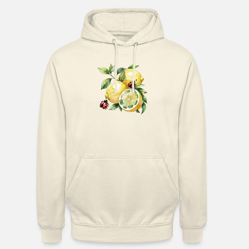 Cheerful Lemon Ladybug Pattern - Unisex Hoodie - vanilla