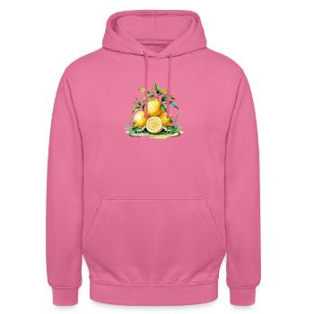 Zitronen & Eidechsen - Frucht trifft Wildnis - Unisex Hoodie - Pink - Vorne - Alina (178cm) & Michal (187cm)