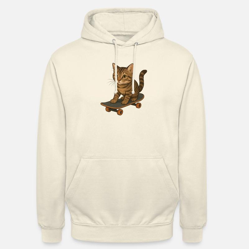 Chat sur skateboard - Sweat-shirt à capuche unisexe - vanille