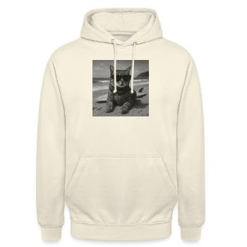 Wave Rider Cat - Unisex Hoodie - vanilla - Front - Alina (178cm) & Michal (187cm)