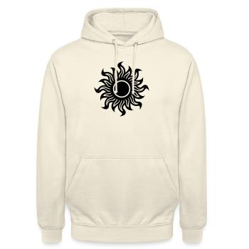 black hole sun - Schwarze Sonne - Unisex Hoodie - Vanille-Milchshake - Vorne - Alina (178cm) & Michal (187cm)