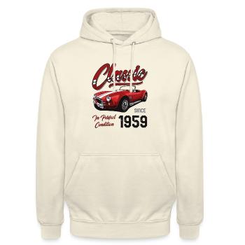 I'm Not Old I'm Classic Car Vintage Born In 1959 - Unisex Hoodie - vanilla - Front - Alina (178cm) & Michal (187cm)