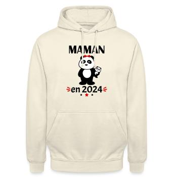 Maman en 2024, annonce grossesse, famille - Sweat-shirt à capuche unisexe - vanille - Devant - Alina (178cm) & Michal (187cm)