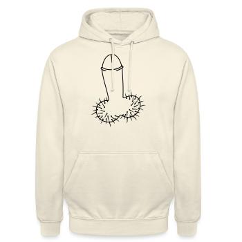 lustiger Pimmel witziger Penis - Unisex Hoodie - Vanille-Milchshake - Vorne - Alina (178cm) & Michal (187cm)