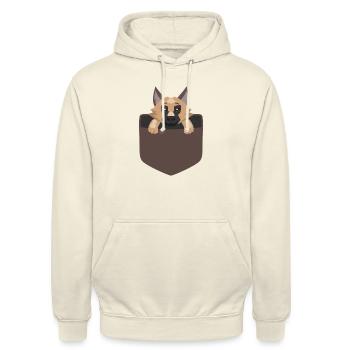 Berger allemand en poche chiot doux cadeau - Sweat-shirt à capuche unisexe - vanille - Devant - Alina (178cm) & Michal (187cm)