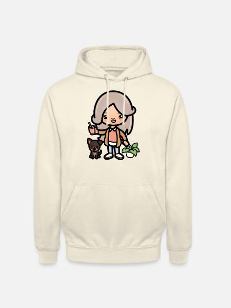Cute toca girl - Aesthetic game character and dog - Unisex Hoodie - vanilla