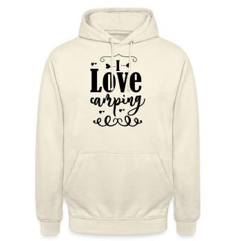 i love camping - Unisex Hoodie - Vanille-Milchshake - Vorne - Alina (178cm) & Michal (187cm)