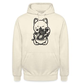 Ramen Katze Japanische Ramen Katzenliebhaber - Unisex Hoodie - Vanille-Milchshake - Vorne - Alina (178cm) & Michal (187cm)