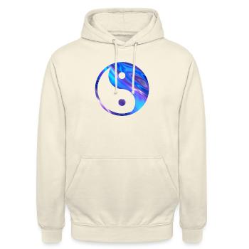 Yin Yang, blaues Yin Yang, Yin Yang Symbol, Yin Yang - Unisex Hoodie - Vanille-Milchshake - Vorne - Alina (178cm) & Michal (187cm)