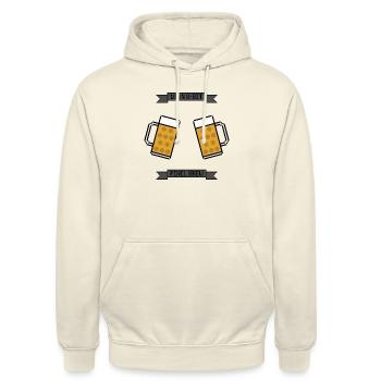 8-Bit Pixel Beer Mug - Unisex Hoodie - vanilla - Front - Alina (178cm) & Michal (187cm)