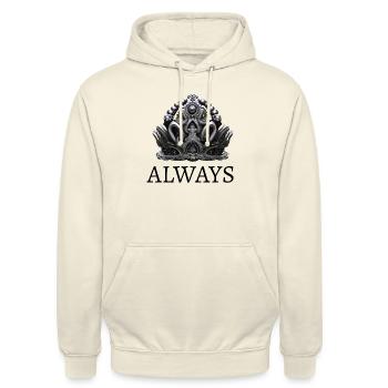 "IMMER" Königin Elizabeth - Unisex Hoodie - Vanille-Milchshake - Vorne - Alina (178cm) & Michal (187cm)