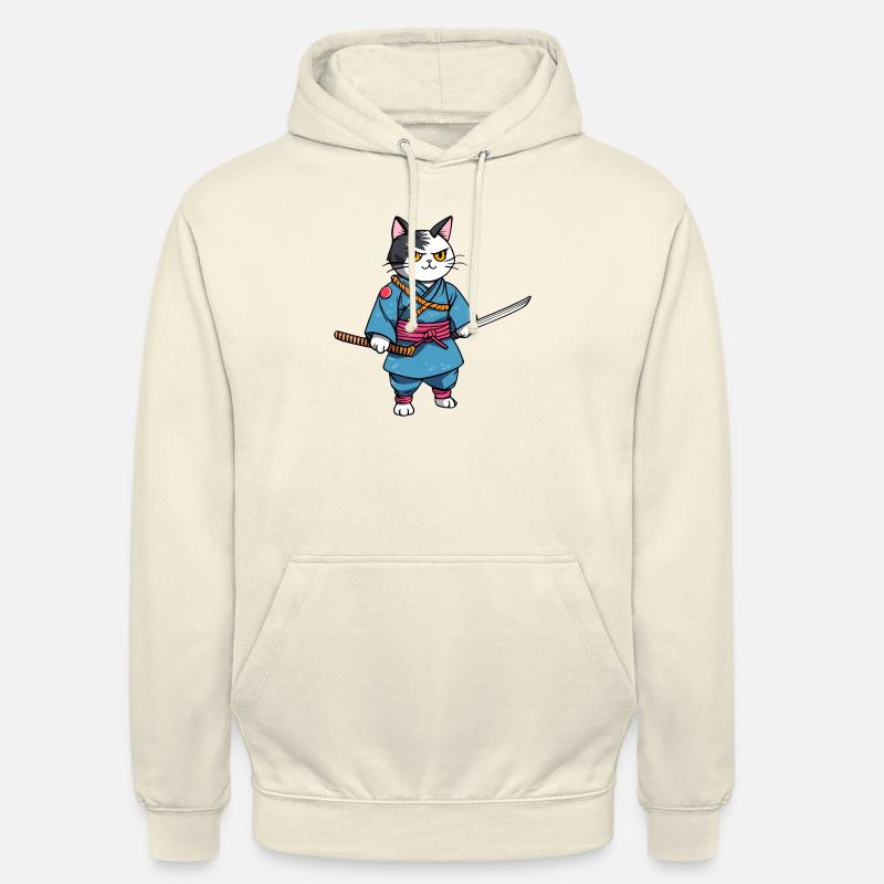 Chat samouraï #43 - Sweat-shirt à capuche unisexe - vanille