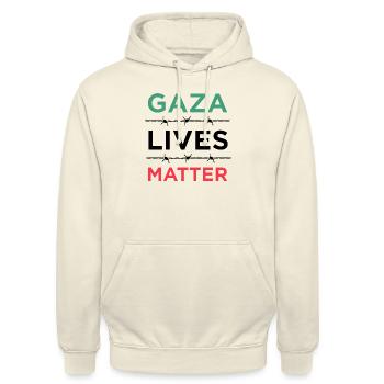 Gaza Lives Matter Couleurs du drapeau de la Palestine - Sweat-shirt à capuche unisexe - vanille - Devant - Alina (178cm) & Michal (187cm)