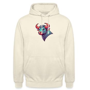 stier cartoon - Unisex Hoodie - Vanille-Milchshake - Vorne - Alina (178cm) & Michal (187cm)
