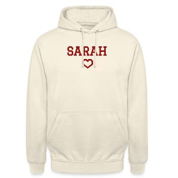Sarah cœur - Sweat-shirt à capuche unisexe - vanille - Devant - Alina (178cm) & Michal (187cm)