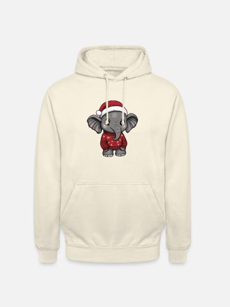 Elephant Christmas Comic - Unisex Hoodie - vanilla