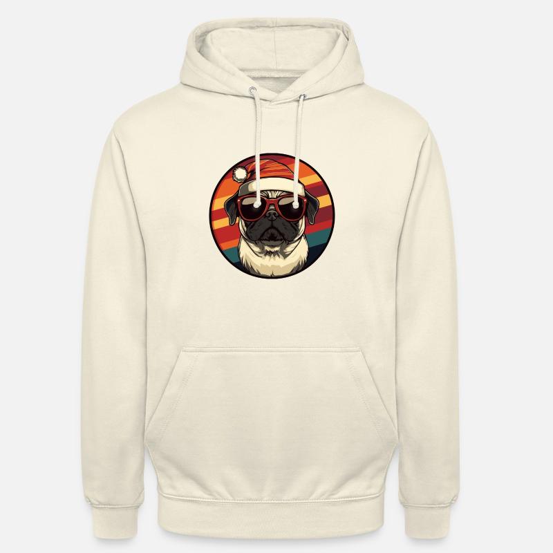 Carlin Chien Noël Cool - Sweat-shirt à capuche unisexe - vanille