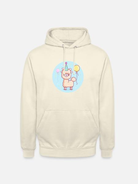 Alpaca Llama Birthday Comic - Unisex Hoodie - vanilla
