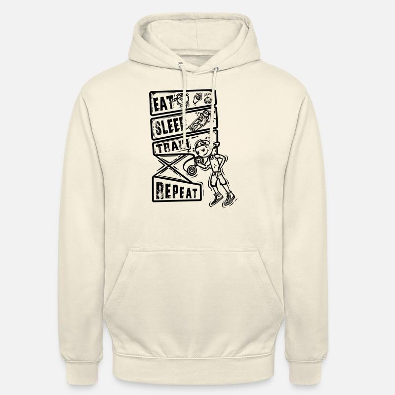 Mangez Sleep Train Repeat - Idée de cadeau de conception de gymnastique - Sweat-shirt à capuche unisexe - vanille