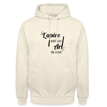 L'apéro est un art de vivre t-shirt homme cadeau - Sweat-shirt à capuche unisexe - vanille - Devant - Alina (178cm) & Michal (187cm)