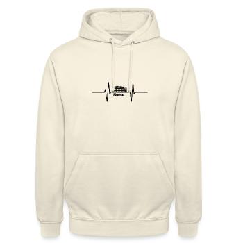 Herzschlag mit Kolosseum Rom - Unisex Hoodie - Vanille-Milchshake - Vorne - Alina (178cm) & Michal (187cm)