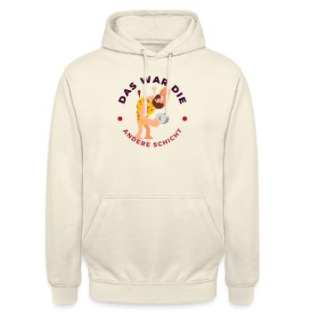 Das war die andere Schicht - Unisex Hoodie - Vanille-Milchshake - Vorne - Alina (178cm) & Michal (187cm)
