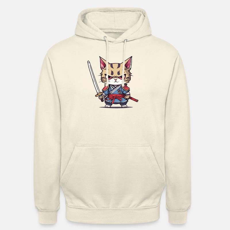 Chat samouraï #1 - Sweat-shirt à capuche unisexe - vanille