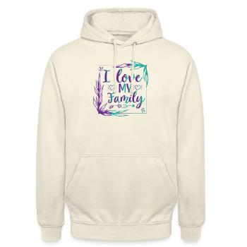 I love my Family - Unisex Hoodie - Vanille-Milchshake - Vorne - Alina (178cm) & Michal (187cm)