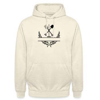 Outils de jardin jardinier couronne de laurier - Sweat-shirt à capuche unisexe - vanille - Devant - Alina (178cm) & Michal (187cm)