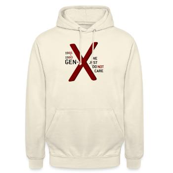 Gen-X We just do not care - Unisex Hoodie - Vanille-Milchshake - Vorne - Alina (178cm) & Michal (187cm)