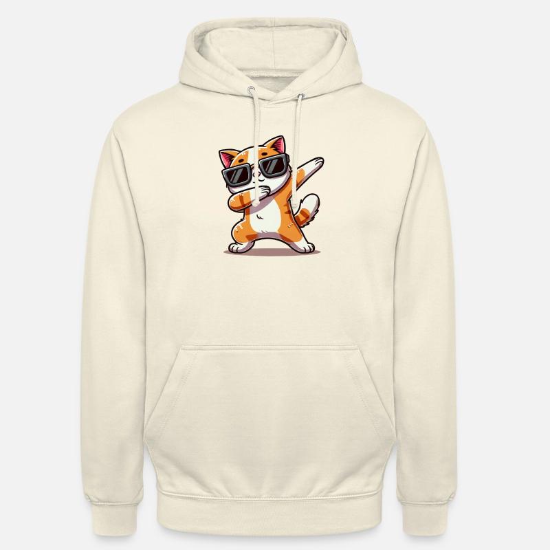 chat bande dessinée dabbing - Sweat-shirt à capuche unisexe - vanille
