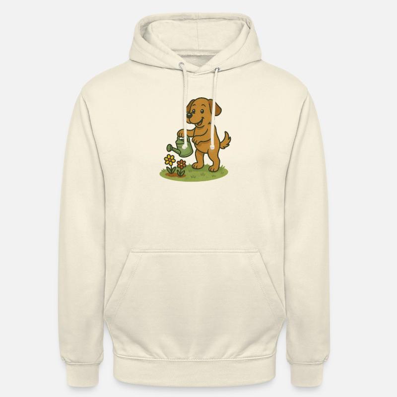 Chien joyeux arrosant les fleurs - Sweat-shirt à capuche unisexe - vanille